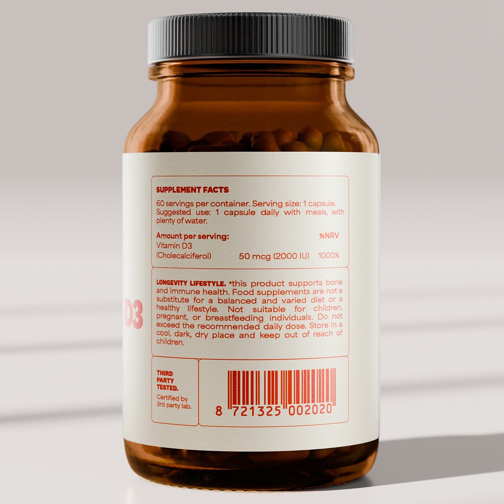 Vitamin D3 Capsules rear | Get Supps